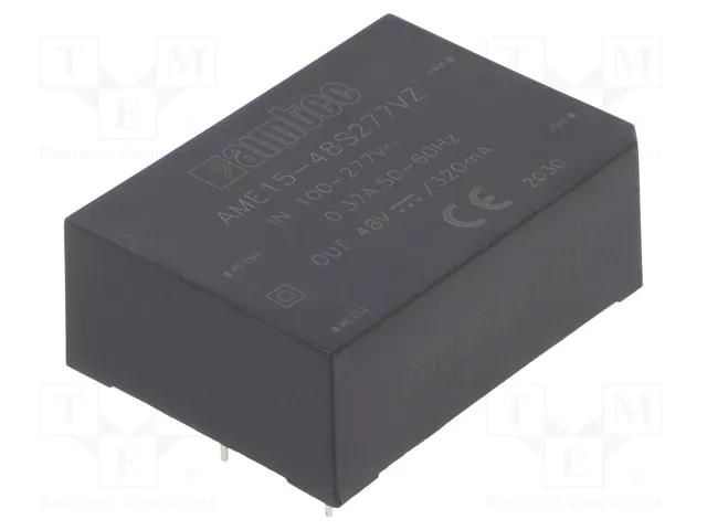 Converter: AC/DC; 15W; Uin: 85÷305VAC,100÷430VDC; Uout: 48VDC; 85% AIMTEC AME15-48S277VZ