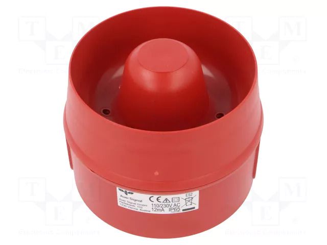 Signaller: sound; siren; 230VAC; 107dB; ES2; IP65; red; Ø105x84mm AUER SIGNAL C115600113