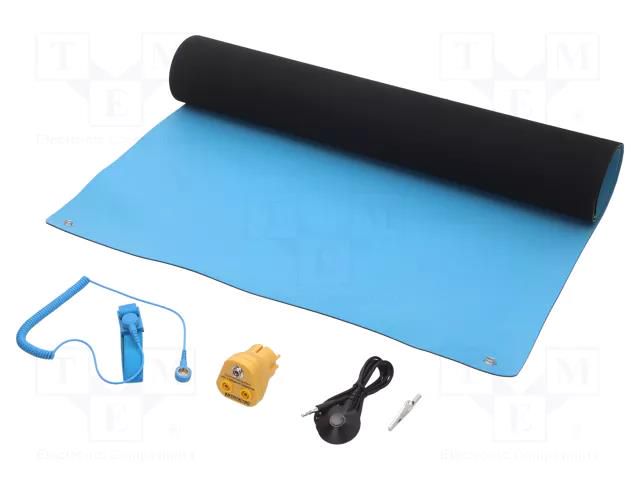 Mat: table set; ESD; L: 1.2m; W: 0.6m; Thk: 2mm; blue (bright) STATICTEC PRT-STW424010
