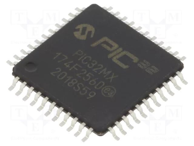 IC: PIC microcontroller; 256kB; 2.5÷3.6VDC; SMD; TQFP44; PIC32 MICROCHIP TECHNOLOGY 32MX174F256D-V/PT