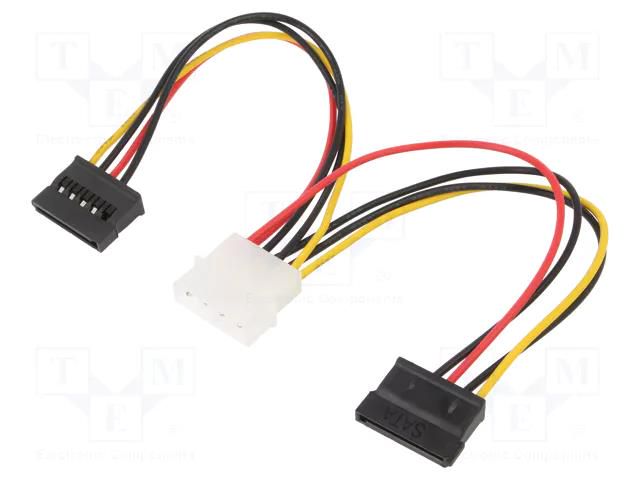 Cable: mains SATA; Molex male,SATA female x2; 0.15m AKYGA AK-CA-16