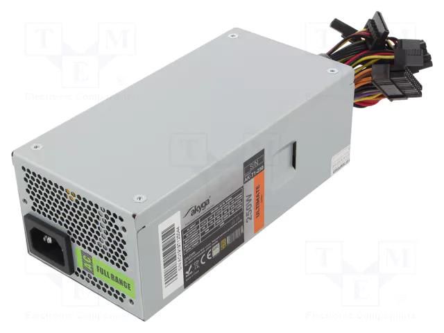 Power supply: computer; TFX; 250W; 3.3/5/12V; Features: fan 8cm AKYGA AK-T1-250