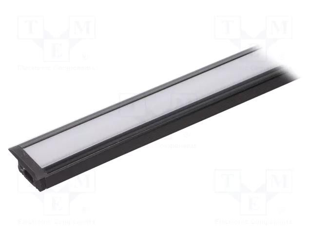 Profiles for LED modules; white; black; L: 1m; aluminium; recessed FIX&FASTEN FIX-GLG2-B-1M-SET