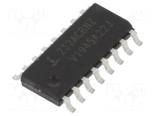 IC: interface; transceiver; full duplex,RS232; 120kbps; SO16; tube RENESAS HIN232ACBNZ