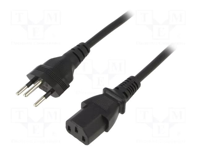 Cable; 3x0.75mm2; IEC C13 female,SEV-1011 (J) plug; PVC; 1.8m SUNNY SUNNY-C13S18