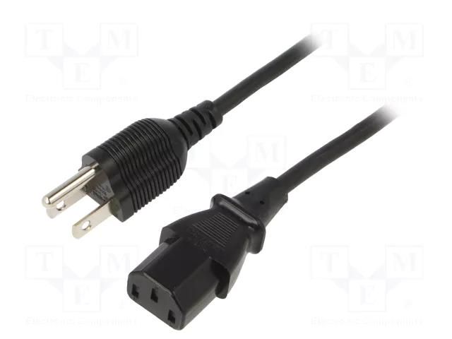 Cable; 3x0.75mm2; IEC C13 female,NEMA 5-15 (B) plug; PVC; 1.8m SUNNY SUNNY-C13U18
