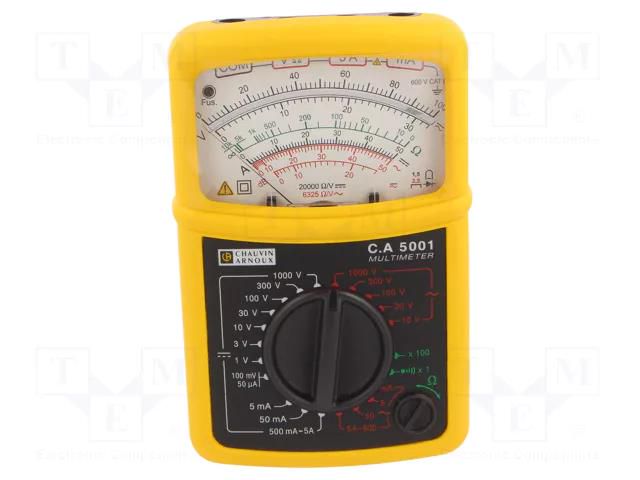 Analogue multimeter; Features: blown fuse indicator; IP40 CHAUVIN ARNOUX CA-5001-SET
