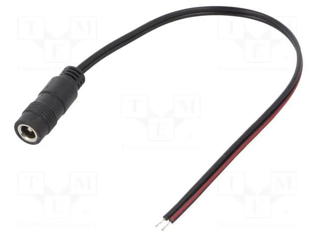 Cable; 2x0.5mm2; wires,DC 5,5/2,1 socket; straight; black; 0.2m SUNNY ECJ02F2155STST