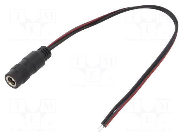 Cable; 2x0.5mm2; wires,DC 5,5/2,5 socket; straight; black; 0.2m SUNNY ECJ02F2555STST