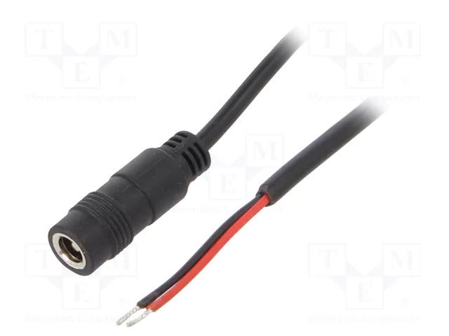 Cable; 2x0.5mm2; wires,DC 5,5/2,1 socket; straight; black; 2m SUNNY ECJ20R2155STST
