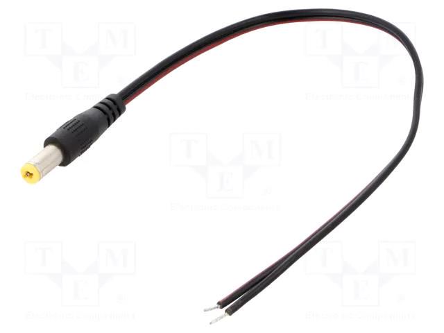 Cable; 2x0.5mm2; wires,DC 5,5/2,1 plug; straight; black; 0.2m SUNNY ECP02F2155TST