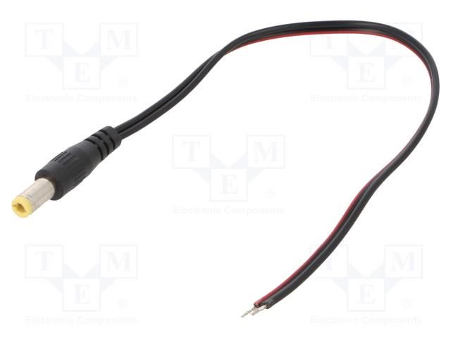 Cable; 2x0.5mm2; wires,DC 5,5/2,5 plug; straight; black; 0.2m SUNNY ECP02F2555STST