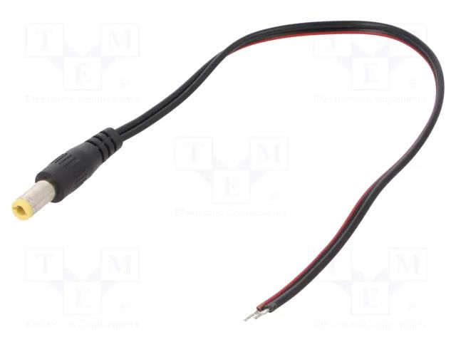 Cable; 2x0.5mm2; wires,DC 5,5/2,5 plug; straight; black; 0.2m SUNNY ECP02F2555STST