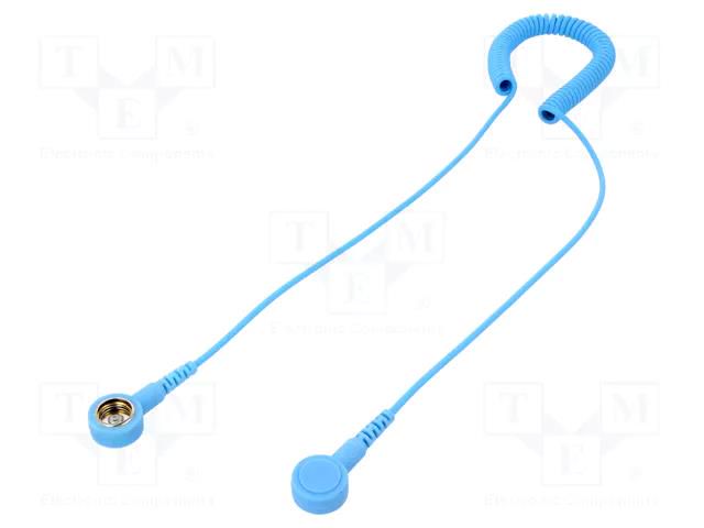 Connection cable; ESD,coiled; Features: resistor 1MΩ; blue; 1.8m STATICTEC PRT-STW1310