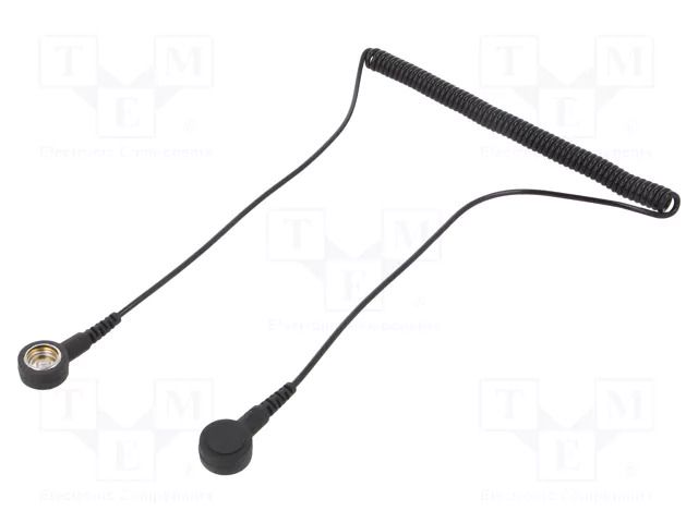Connection cable; ESD,coiled; black; 1MΩ; 1.8m STATICTEC PRT-STW1330