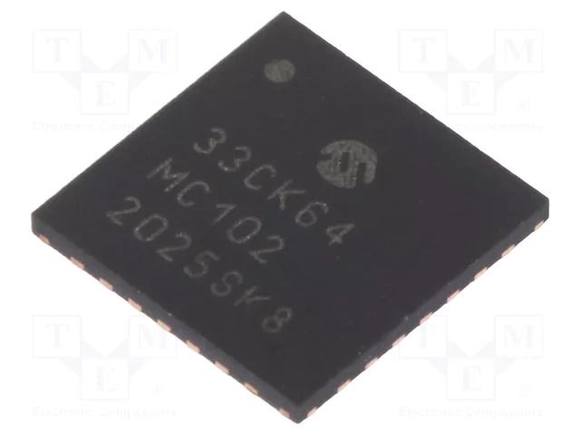 IC: dsPIC microcontroller; 64kB; 8kBSRAM; UQFN28; DSPIC; 0.65mm MICROCHIP TECHNOLOGY 33CK64MC102-I/2N