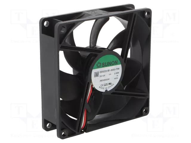 Fan: DC; axial; 12VDC; 92x92x25mm; 87.48m3/h; 34dBA; ball; 3000rpm SUNON EE92251B1-F99-A