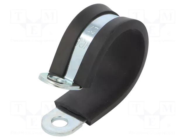 Fixing clamp; ØBundle : 27mm; W: 15mm; steel; Cover material: EPDM MPC INDUSTRIES MPC-LKD12715