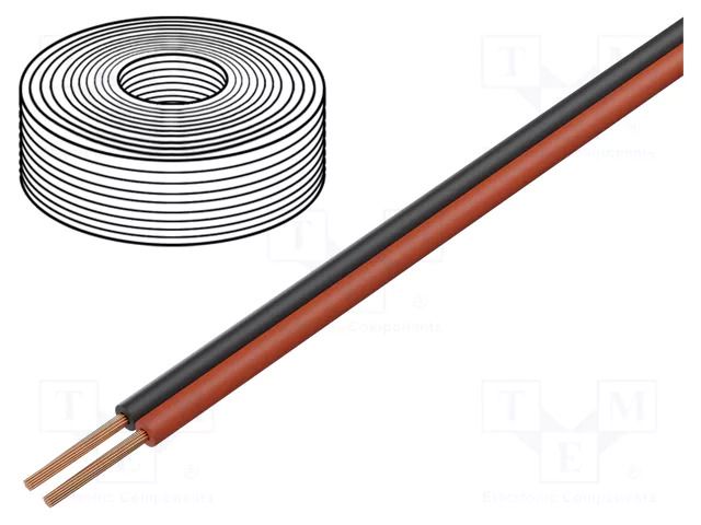 Wire; LiYz; 2x0.08mm2; 60V; Package: 5m; Cu; stranded; black,red DONAU ELEKTRONIK D-114-01