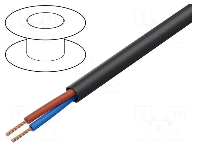Wire; H03VV-F,OMY; 2x1.5mm2; round; stranded; Cu; PVC; black; 300V MANEX H03VV-F/2X1.50BK