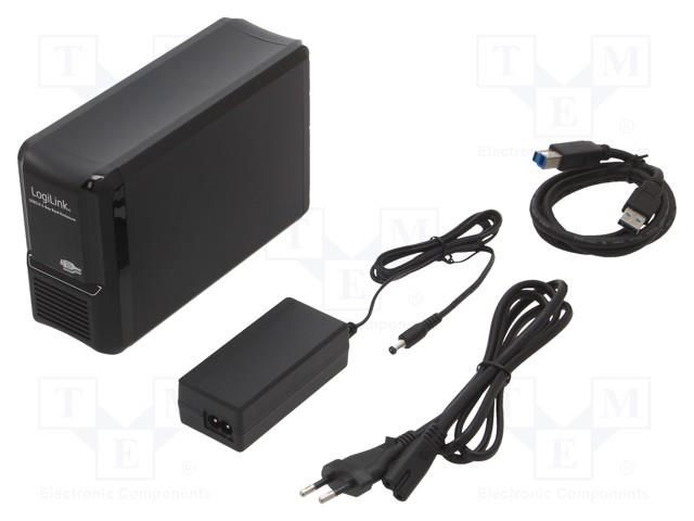 Hard discs housing: 3,5"; USB 3.0; plastic; Poles number: 2; black LOGILINK UA0154A