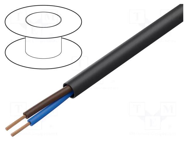 Wire; H03VV-F,OMY; 2x1.5mm2; round; stranded; Cu; PVC; black; 300V TECHNOKABEL OMY2/1.50-C