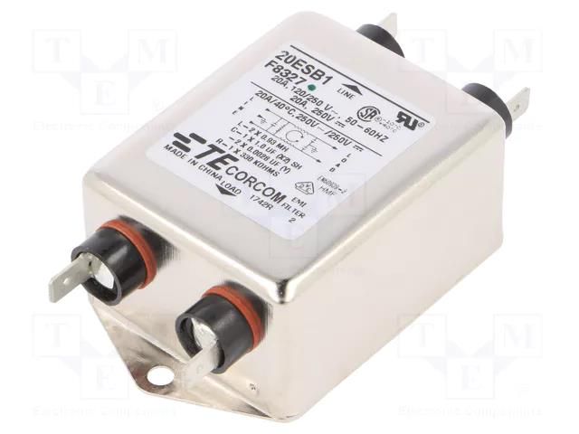 Filter: anti-interference; single-phase; 250VAC; Ioper.max: 20A TE Connectivity 20ESB1