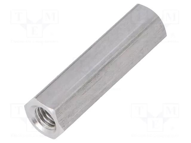 Screwed spacer sleeve; 30mm; Int.thread: M5; hexagonal; aluminium DREMEC TFF-M5X30/DR138