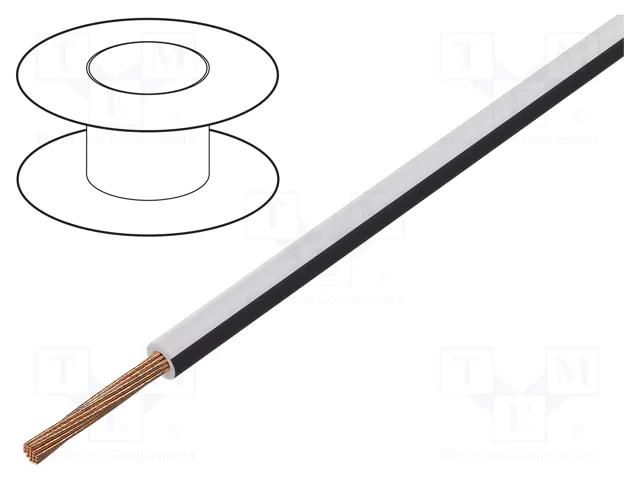 Wire; FLRY-B; 1x0.5mm2; stranded; Cu; PVC; white-black; 60V; 100m BQ CABLE FLRY-B0.50-WH/BK