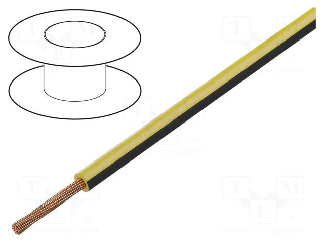 Wire; FLRY-B; 1x0.5mm2; stranded; Cu; PVC; yellow-black; 60V BQ CABLE FLRY-B0.50-YL/BK/1
