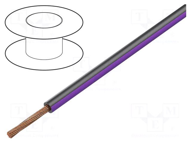 Wire; FLRY-B; 1x0.75mm2; stranded; Cu; PVC; black-violet; 60V BQ CABLE FLRY-B0.75-BK/VI/1