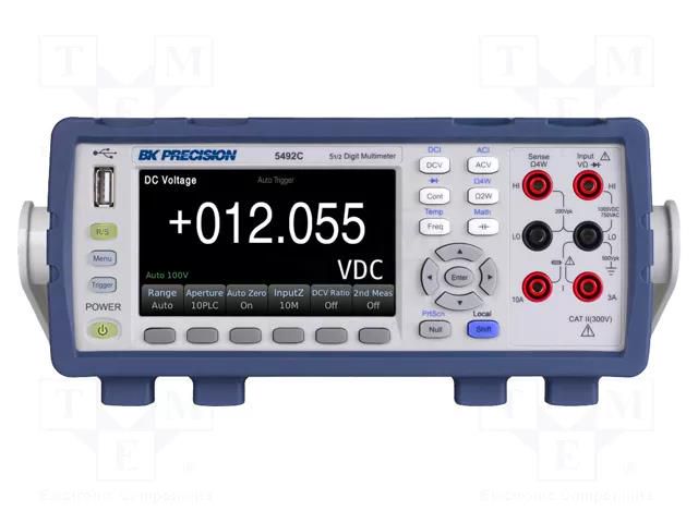 Benchtop multimeter; LCD 4,3"; 5,5 digit; True RMS AC; rack; 30VA B&K PRECISION BK5492C