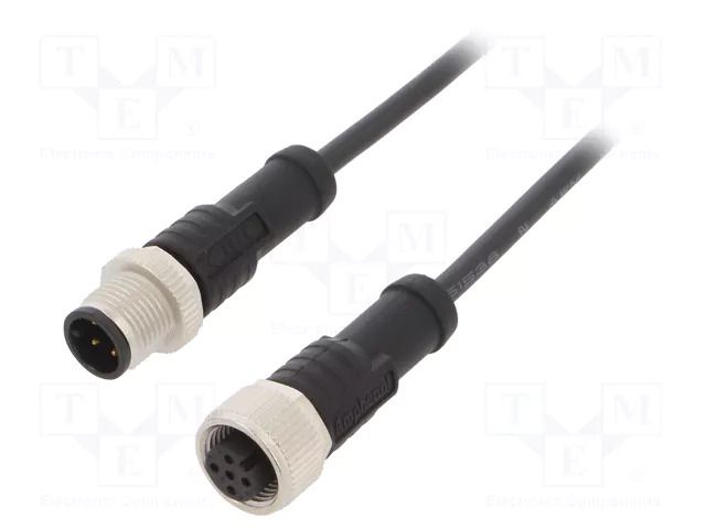 Cable: for sensors/automation; PIN: 4; with metal nut; plug; 250V AMPHENOL LTW M12A04ML12AFLSBA05