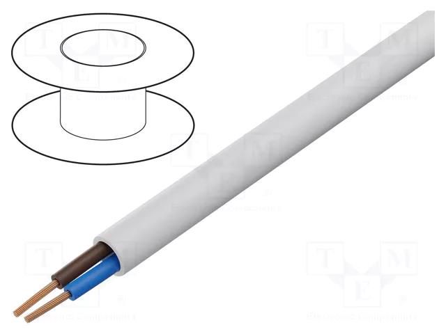 Wire; H03VV-F,OMY; 2x1mm2; round; stranded; Cu; PVC; white; 300V MANEX H03VV-F/2X1.00WH