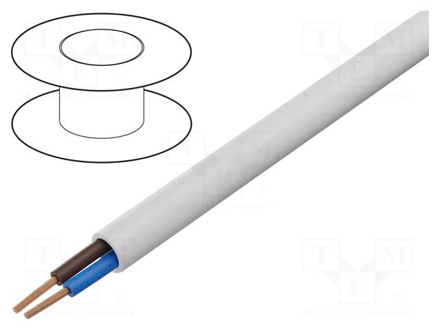 Wire; H05VV-F,OWY; 2x0.75mm2; round; stranded; Cu; PVC; white; 100m MANEX OWY-2X0.75WH