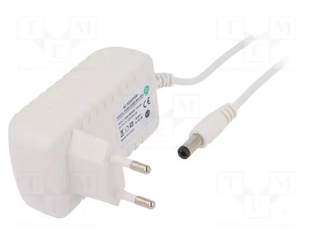 Power supply: switching; mains,plug-in; 12VDC; 1A; 12W; 81.71% POS POSB12100A-WH25