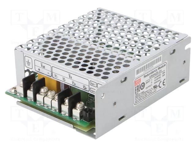 Module: redundancy; 24VDC; 20A; -40÷80°C; 19÷29VDC MEAN WELL ERDN20-24