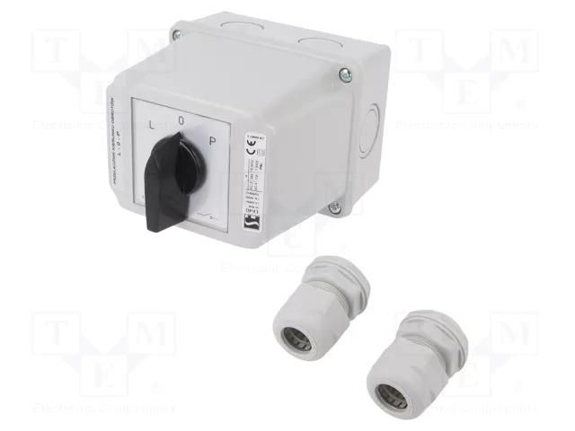 Switch: cam switch; Stabl.pos: 3; 40A; L-0-P; flush mounting; Pos: 3 SPAMEL LK40-3-8368-OB3