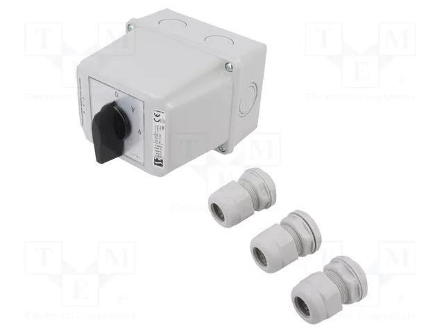 Switch: star-delta cam switch; Stabl.pos: 3; 63A; 0-Y-Δ; Poles: 3 SPAMEL LK63-4-831-OB3