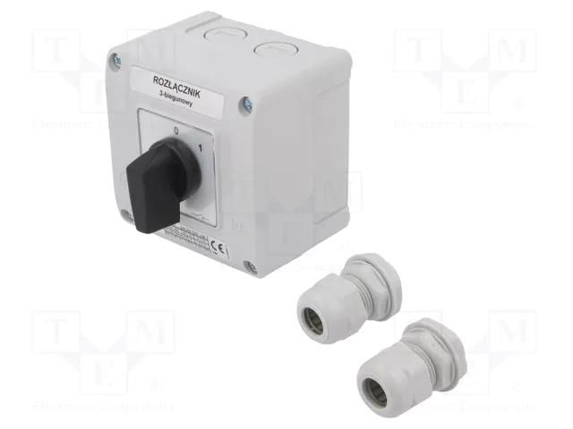 Switch: cam switch; Stabl.pos: 2; 20A; 0-1; flush mounting; Poles: 3 SPAMEL SK20-2-8211-OB11