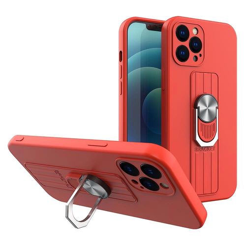 Ring Case silicone case with finger grip and stand for iPhone 12 Pro red, Hurtel 5907769327254 5907769327254
