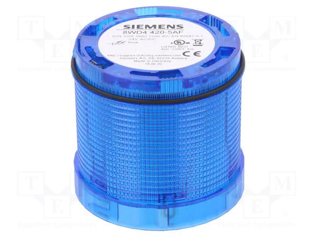 Module: light signaller; blue; LED; 24VDC; 24VAC; IP65; Ø70x65.5mm SIEMENS 8WD4420-5AF