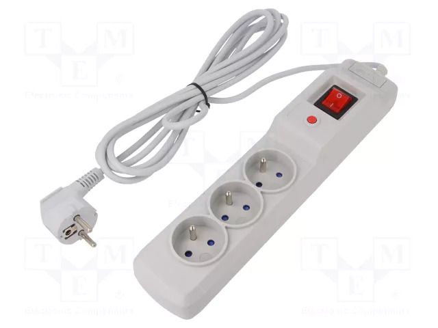 Plug socket strip: protective; Sockets: 3; 250VAC; 10A; grey ARMAC M3/30/SZ