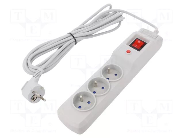 Plug socket strip: protective; Sockets: 3; 250VAC; 10A; grey ARMAC M3/50/SZ