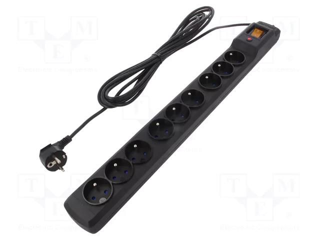 Plug socket strip: protective; Sockets: 9; 250VAC; 10A; black ARMAC M9/50/CZ