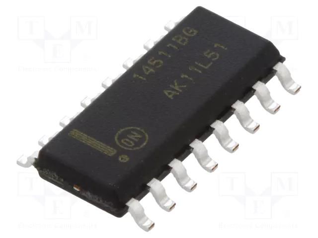 IC: digital; BCD to 7-segment,decoder,driver,latch; SMD; SO16 ONSEMI MC14511BDG