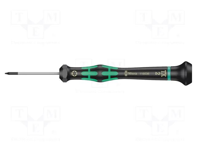 Screwdriver; precision; Torx®; TX02; Blade length: 40mm WERA WERA.2067/TX2