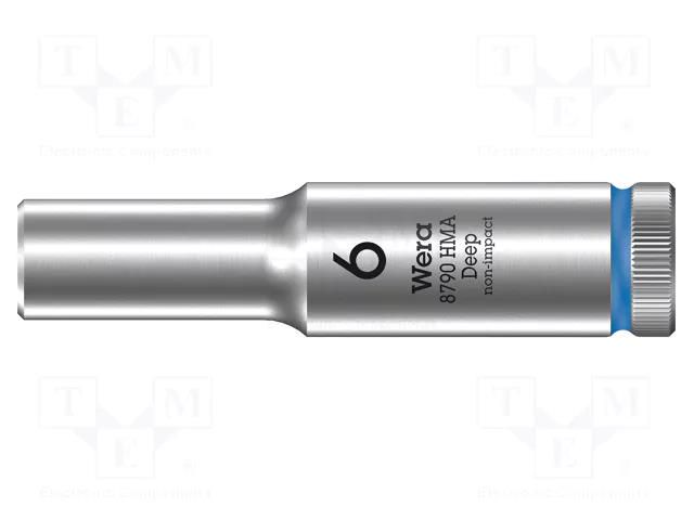 Socket; 6-angles,socket spanner; HEX 6mm; 1/4"; 8790 HMA Deep WERA WERA.05004503001