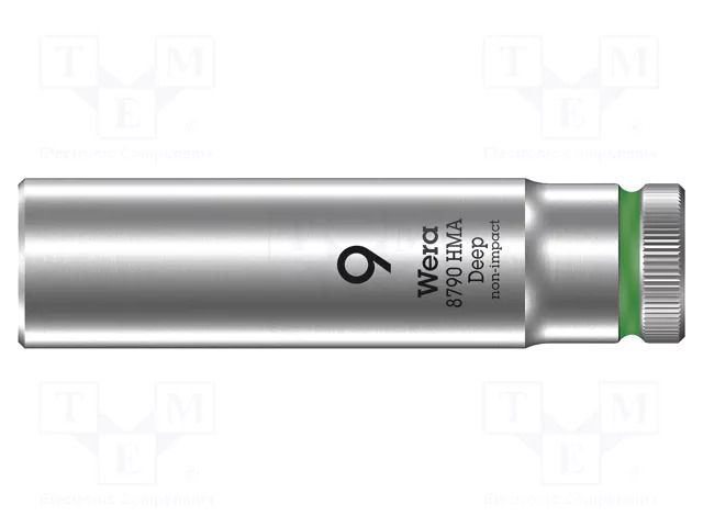 Socket; 6-angles,socket spanner; HEX 9mm; 1/4"; 8790 HMA Deep WERA WERA.05004506001