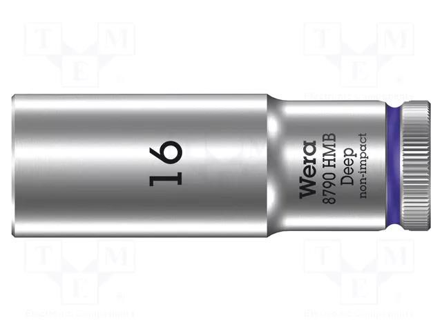 Socket; 6-angles,socket spanner; HEX 16mm; 3/8"; 8790 HMB Deep WERA WERA.05004538001